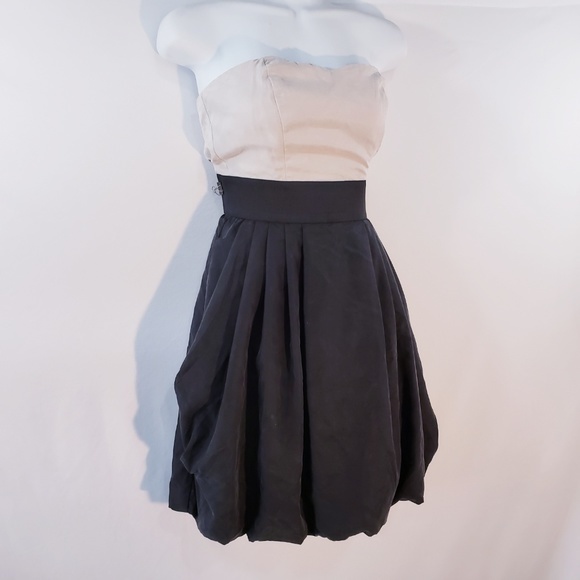 H &‎ M Strapless Dress Size 8 Bandeau Black Beige P - Picture 4 of 8
